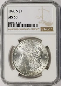 1890-S $1 Morgan Dollar NGC MS60 - Picture 1 of 4