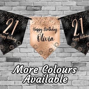 Personalised Birthday Bunting Banner 18th 21st 30th Flags Party Decorations - Picture 1 of 19