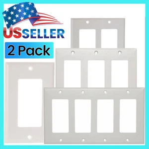 Wall Plate Switch Outlet Cover Decorative 1 2 3 4 Gang Face Plate White 2 PACK - Picture 1 of 9