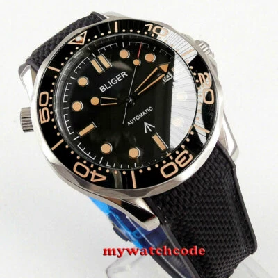 41mm Bliger Black Dial Sapphire Glass Date PT5000 NH35 8215 Automatic Men Watch  - Image 1 of 4