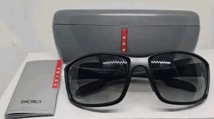 Prada Sunglasses SPS 01N 1B0-3M1 Black Rubber Frames Gray Gradient Lens 55mm - Picture 1 of 16