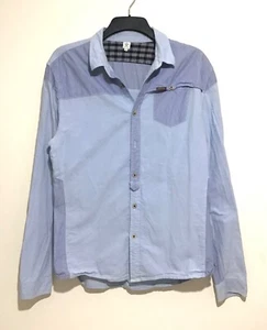Fire Trap Light Blue Denim Colour Two Tone Long Sleeve Shirt In Size XL - Picture 1 of 4