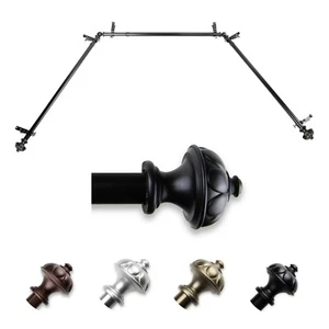 Fargo 13/16" Bay Window Curtain Rod 20"-36", 38"-72", choose from 4 colors - Picture 1 of 5