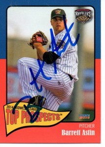 Barrett Astin Wisconsin 2014 Midwest League Top Prospects Signed Card
