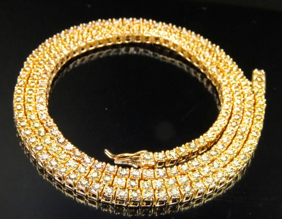 Cadena de collar Fanook de diamantes reales enchapados en oro rosa de una fila 26" 3/4 quilates 3 mm Foto 1 de 4