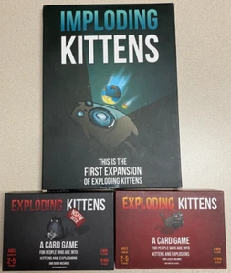 Exploding Kittens Card Game Lot incl NSFW Deck & Imploding Kittens Expansion - Picture 1 of 2