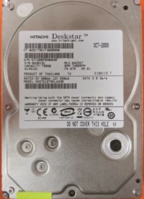 ⭐️⭐️⭐️⭐️⭐️ HDD Hard Drive SATA Desktop 3.5" Hitachi HDS721075KLA330 750GB A36191 - Image 1 of 3