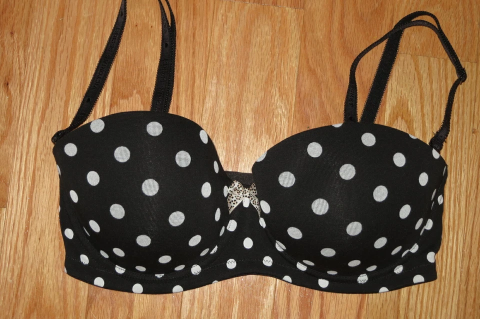 34D VINTAGE Victoria's Secret STRAPLESS PUSH UP BRA TOP 95% COTTON EXTRA PADDED - Image 1 of 1