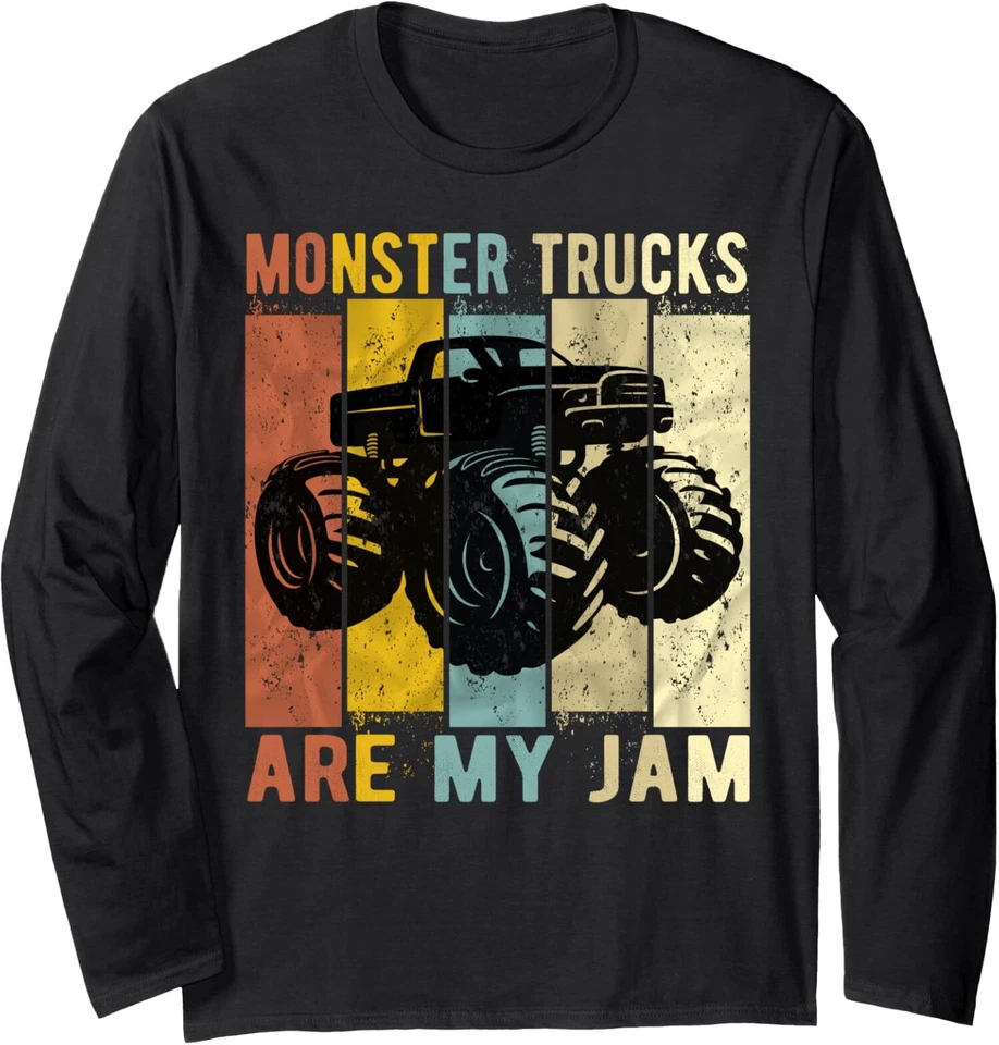 Monster Trucks Are My Jam Retro Truck Lover Gift Long Sleeve Tshirt - Image 1 of 1