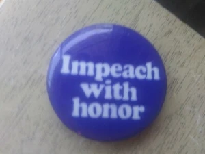 Richard Nixon Impeach With Honor 1974 Campaña Pin Botón Trasero - Imagen 1 de 3