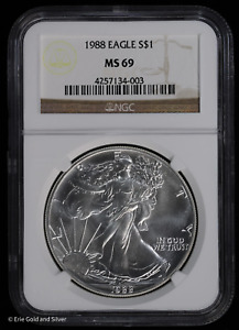 1988 $1 American Silver Eagle NGC MS 69 | Uncirculated