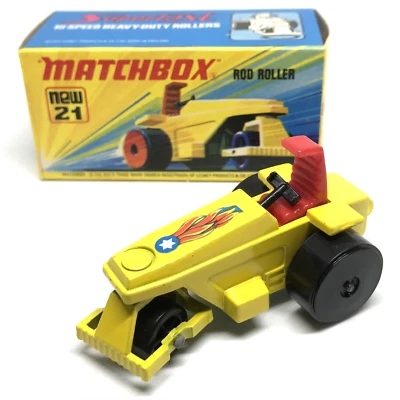 Lesney Matchbox Superfast No. Rodillo 21 varillas 1973 amarillo - hecho en Inglaterra con caja Foto 1 de 4