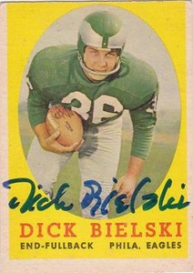 DICK BIELSKI Autographed Signed 1958 Topps card Philadelphia Eagles COA