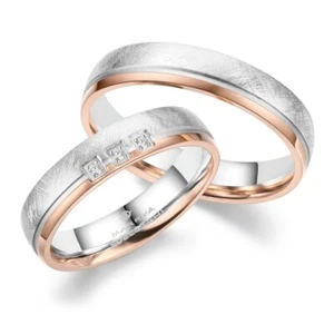 Trauringe Partnerringe Edelstahl Roségold plattiert Marrya ES-34 - Bild 1 von 2