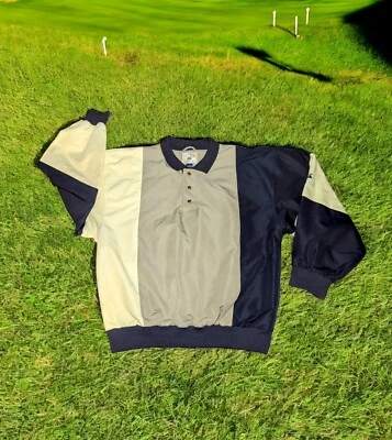 CUTTER BUCK Beige Azul Marino JERSEY Para Hombre Grande Manga Larga Golf Cortavientos Foto 1 de 4
