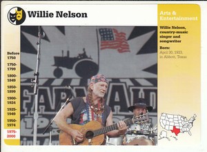 WILLIE NELSON Country Singer Photo Bio 1999 GROLIER STORY OF AMERICA CARD #125-9