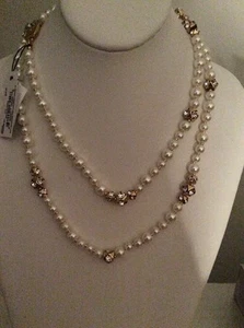 Anne Klein 60458366-887 Gold-Tone Blanc Pear Strand Necklace $45 KKK1 - Picture 1 of 9