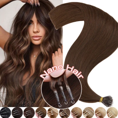 100g Nano Ring I Tip Micro Beads Loop Remy Human Hair Extensions THICK 16-24inch - Image 1 of 4