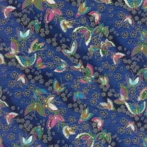 Japanese Fabric - Furai - Butterflies - Blue - 100% Cotton - Multiple Sizes - Picture 1 of 1