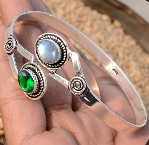 VALENTINO Bracciale in argento sterling 925 con pietra preziosa diopside e labradorite cromata per lei