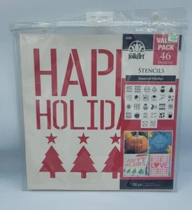 New Plaid Folk Art/Crafting Stencils Value Pack - 46 Seasonal Holiday Designs - Picture 1 of 2