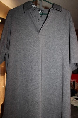 MEN'S FOOTJOY POLO SHIRT LARGE POLYESTER EXCELLENT GRAY GOLF - Image 1 of 3