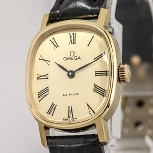 *NEAR MINT* Vintage OMEGA De Ville Cal.625 Manual Winding Roman Gold Dial Ladies - Picture 1 of 16