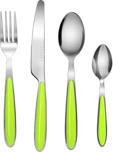 Posate Acciaio Inossidabile Con Manici Di Colore 24 PZ - 6 Forchette, 6 Coltelli - Foto 1 di 12