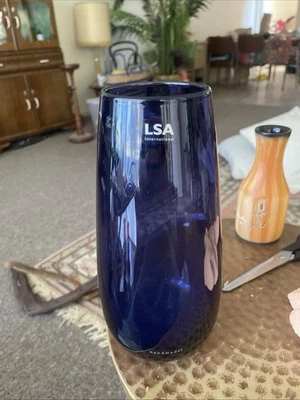 LSA International Large  Purple Heavy Handmade Glass Vase Poland 27cm H - image 1 of 4