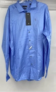 Calvin Klein Mens Blue Collared Long Sleeve Slim Fit Non Iron Dress Shirt Sz 20 - Picture 1 of 6