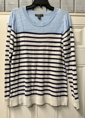 Suéter Tommy Bahama Azul Polvo, Azul Marino y Blanco Rayas Manga Larga Talla L Para Mujer’s Foto 1 de 4