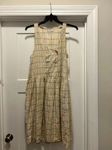 Vintage 90’s Jukebox Drop Waist Plaid Double Breasted Plaid Cotton Dress Nepal - Picture 1 of 6