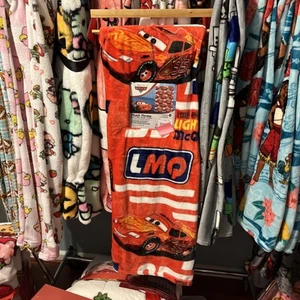 Disney Pixar Cars Lightning McQueen Plush Throw Blanket  50"x70". Nwt - Picture 1 of 5