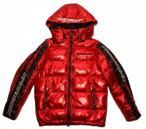 Rockstar Originale Uomo Piccolo Rosso Puffer Jacket Felpa con Cappuccio e Cerniera Completa - Foto 1 di 4