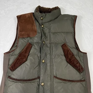 Polo Ralph Lauren Puffer Daunen Weste Jacke Herren Medium Leder Vintage Jagd - Bild 1 von 9