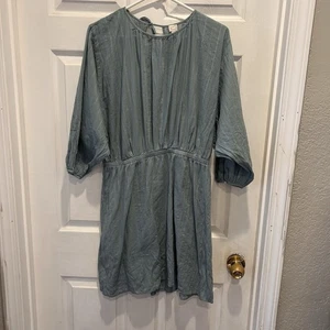 LOFT Beach Light Teal Cut Out Back Dress Women’s Large Beach Resort Cottage - Picture 1 of 8