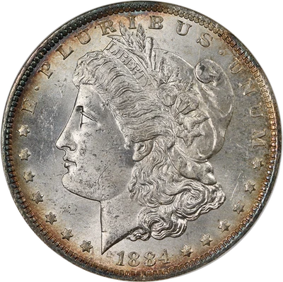 1884-O Morgan dólar de prata NGC MS64 bom apelo visual golpe forte - Imagem 1 de 4