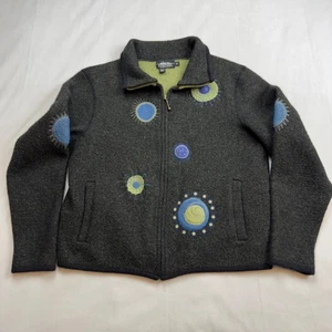 Icelandic Design Wool Blend Embroidered Zip Front Jacket Women's Medium Gray - Picture 1 of 8