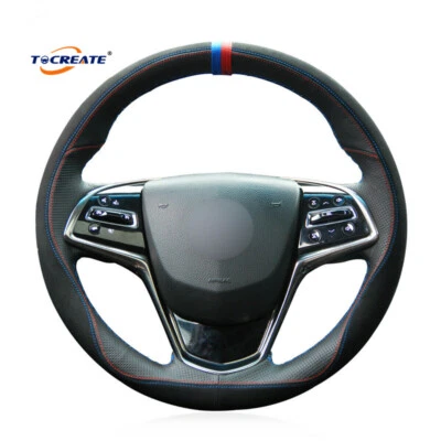 Hágalo usted mismo Cubierta de volante de cuero gamuza para Cadillac ATS CTS 2014-2016 #0204 Foto 1 de 4