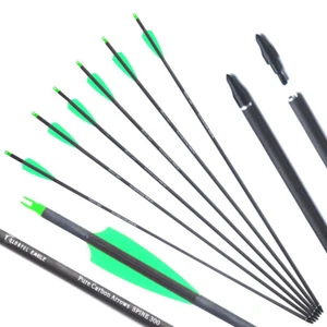 FLECHAS DE CARBONO PURO 28" 30" 31" PARA TIRO CON ARCO COMPUESTO O RECURVO CAZA OBJETIVO - Imagen 1 de 9