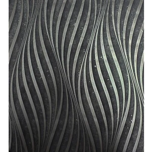 Dark gray silver metallic wavy lines wave trellis textured modern wallpaper roll - Picture 1 of 11