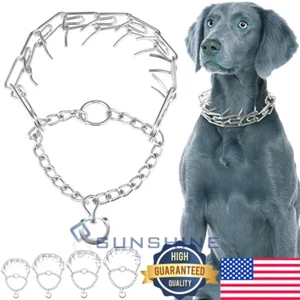 Collar de cadena de estrangulador de entrenamiento para perros ajustable metal acero pinchazo 0,4 cm 16"-22" - Imagen 1 de 16
