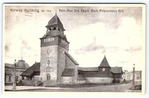 1915 Norwegen Gebäude Pan-Pac Ausstellung San Francisco Stempel Postkarte B951 - Bild 1 von 2