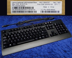 LENOVO Traditional USB Keyboard 00XH727 BK, W01 - Tastatur QWERTY (GB / US) - Bild 1 von 3
