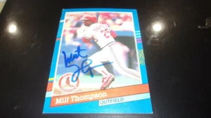 Tarjeta Donruss 1991 firmada por Milt Thompson St Louis Cardinals certificado de autenticidad - Imagen 1 de 1