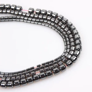 Cuentas sueltas de hematita en forma de cilindro negro natural de 3/4/6/8 mm para hacer joyas - Imagen 1 de 10