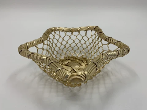 Star Shaped Silver-Tone Metal Woven Wire Basket 12" x 4" Patriotic Decor     345 Cover