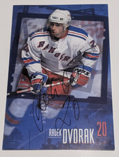 2002 Radek Dvorak Autographed  Oversized Hockey Card with New York Rangers COA