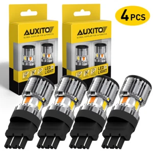 4 PCS 3157 3156 LED DRL Switchback Turn Signal Parking Light Bulbs White Amber - Picture 1 of 11