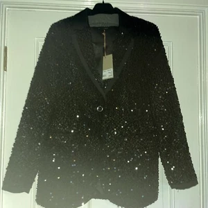 BNWT Mos Mosh Cary Lala Blazer Black Sequin £209 Size 36 10 - Picture 1 of 9